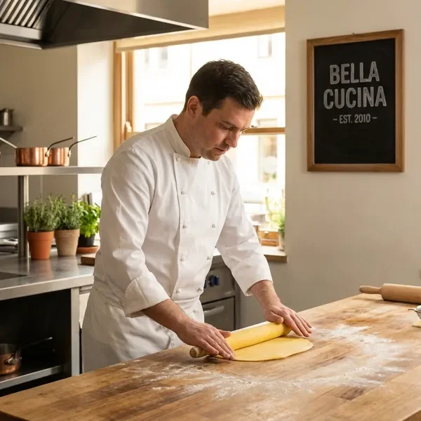 Chef preparing fresh pasta